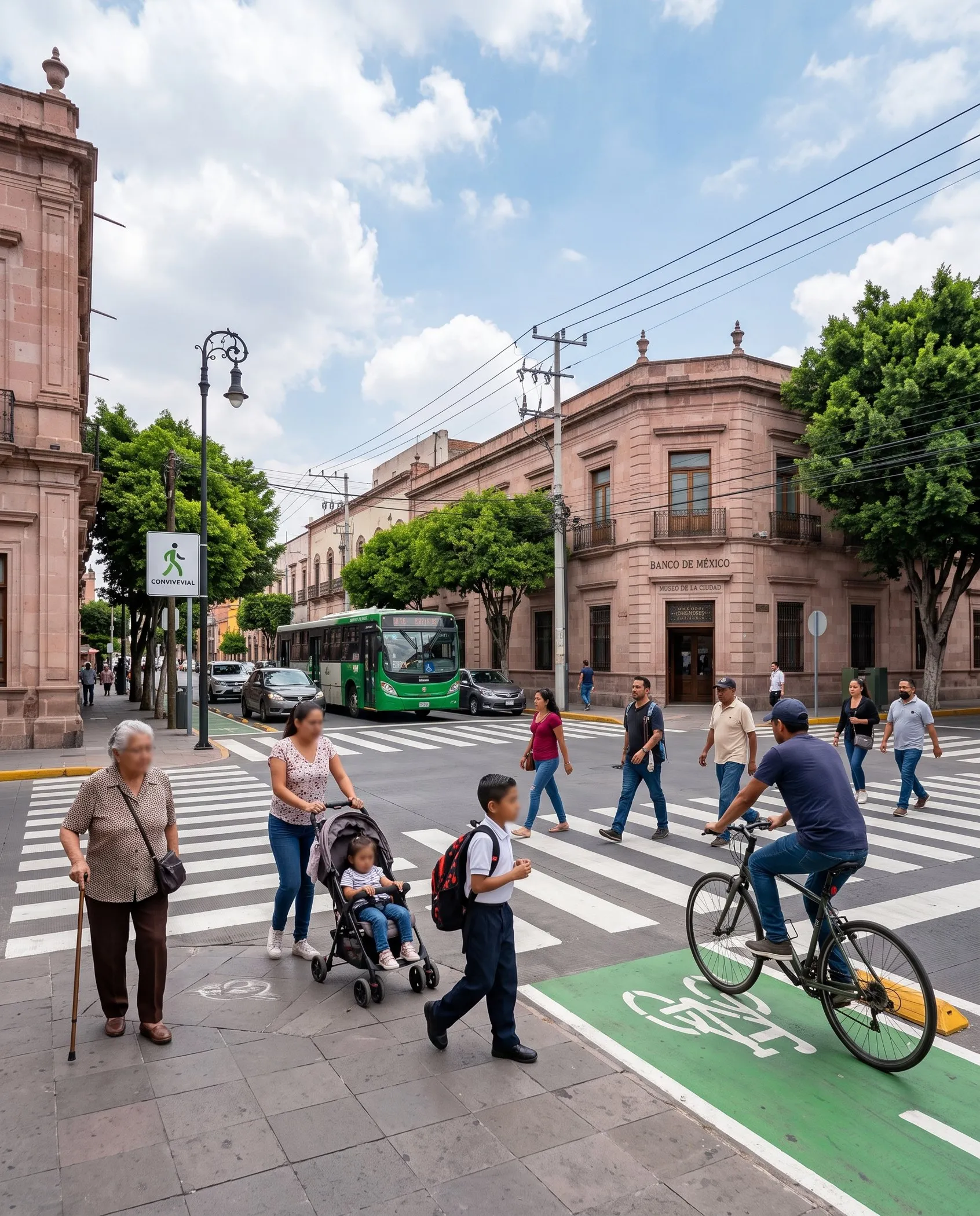 Personas de distintas edades cruzando una calle de la ciudad